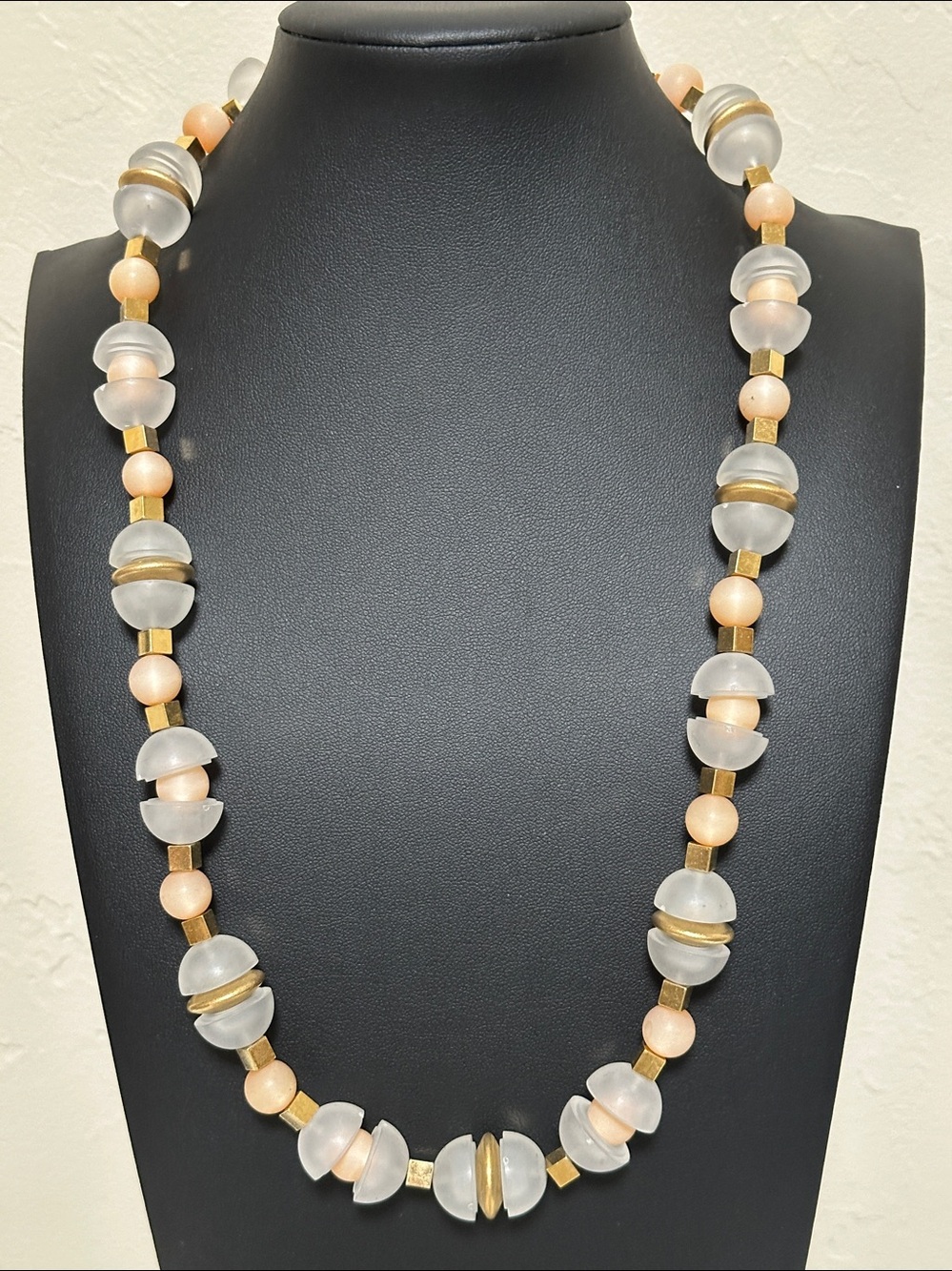 Napier 1984 Crystal Ice Resin Bead Vintage Necklace
